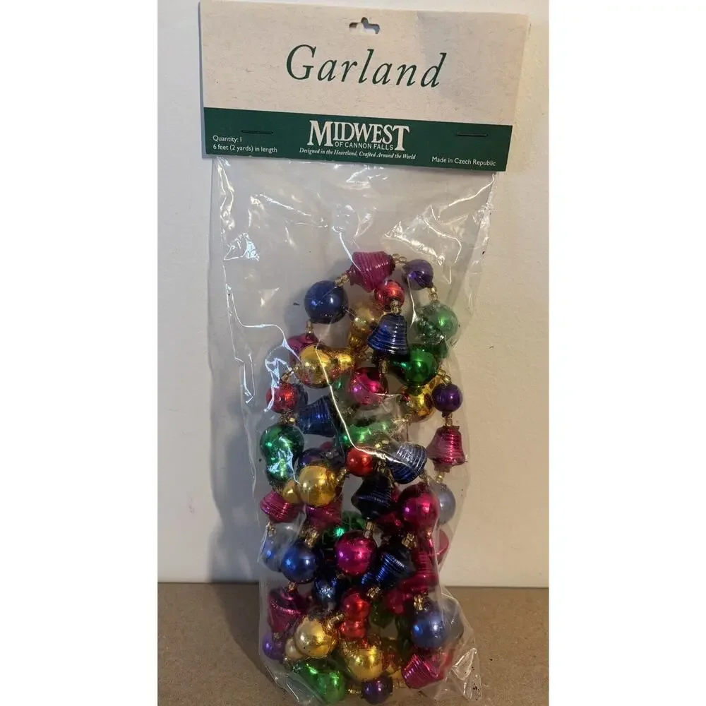 Vintage Midwest Of Cannon Falls Hand blown Glass Garland Czech Republic NOS 6 Ft